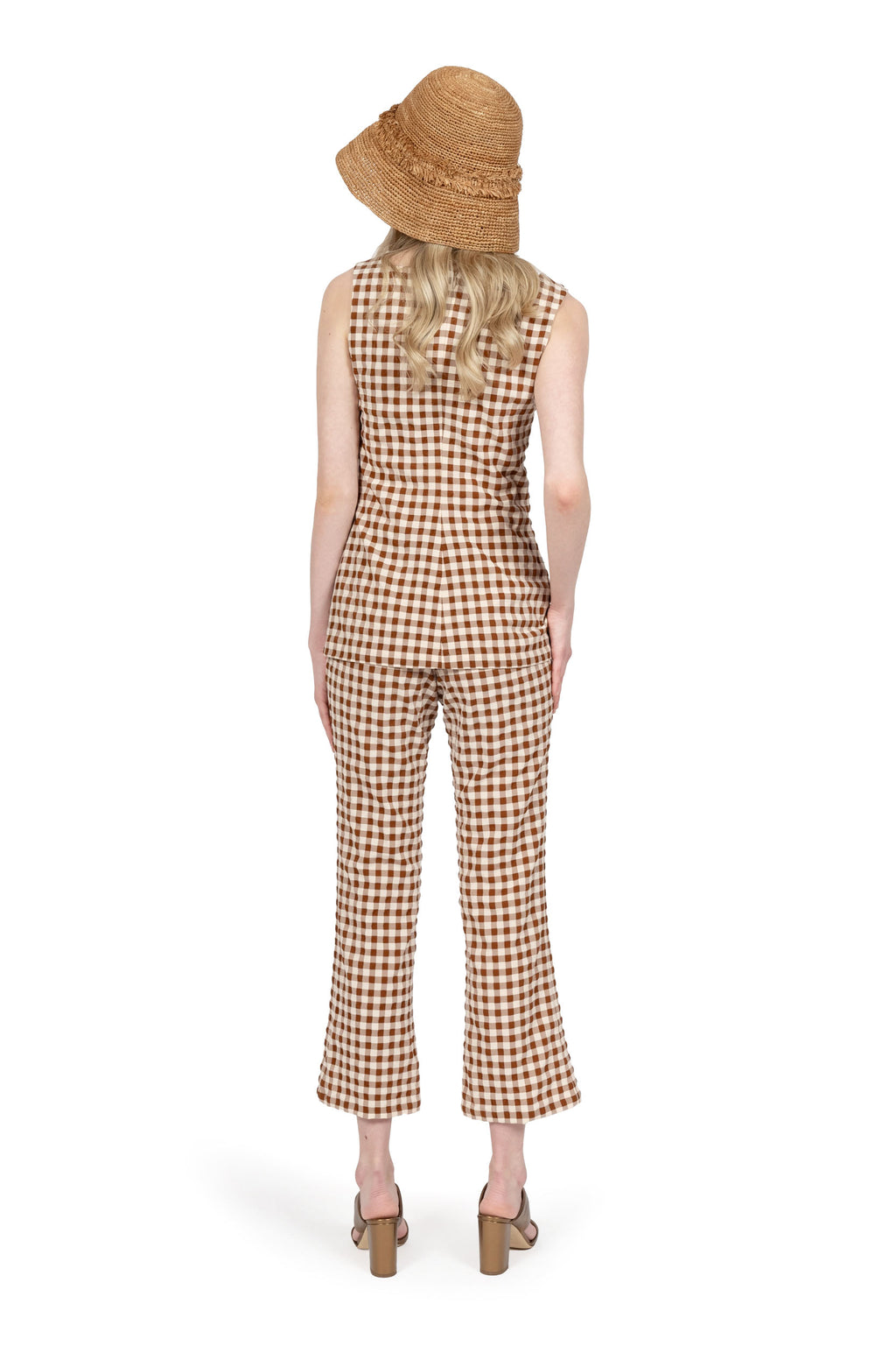 Top lungo in cotone vichy