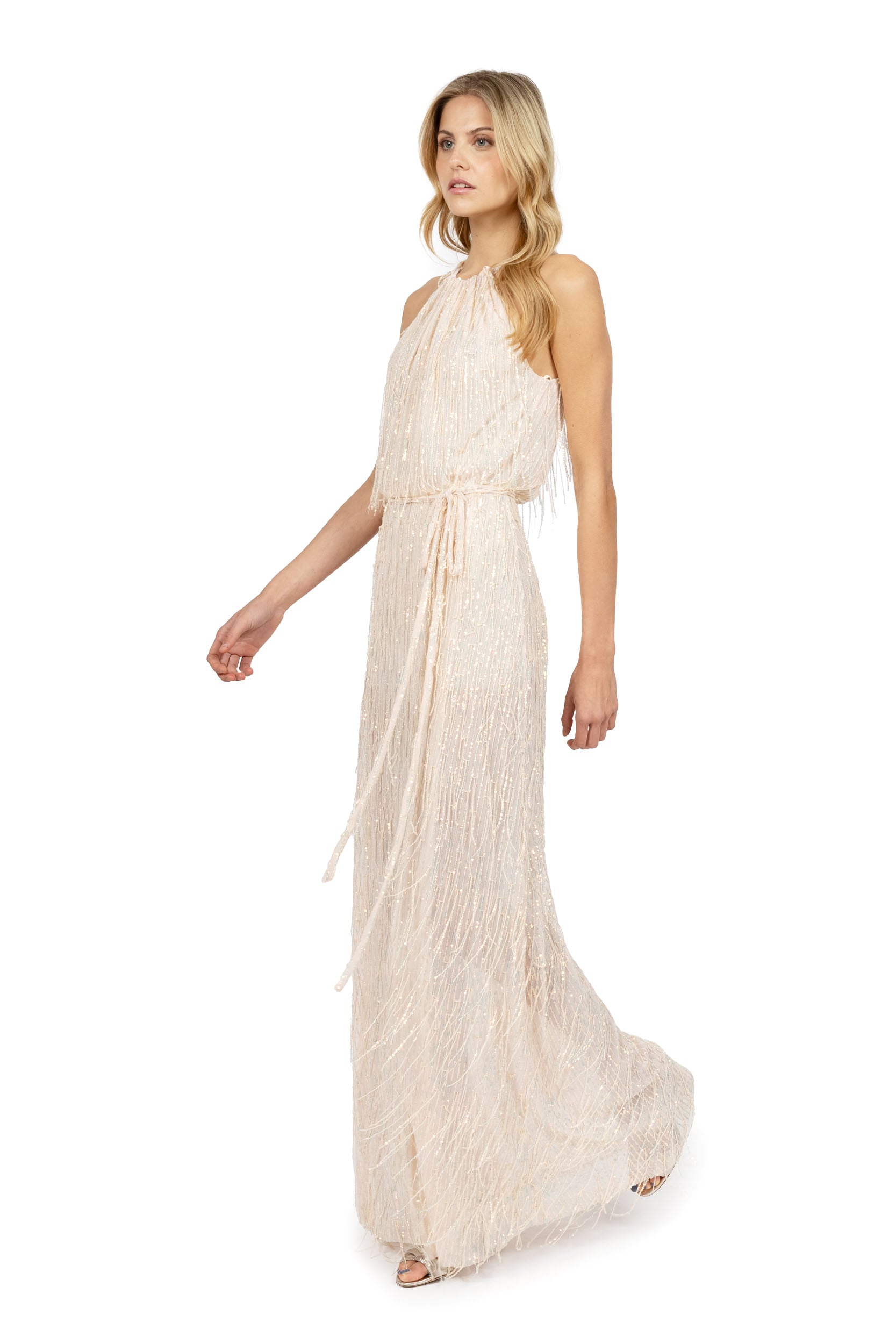 Dress with sequins fringes