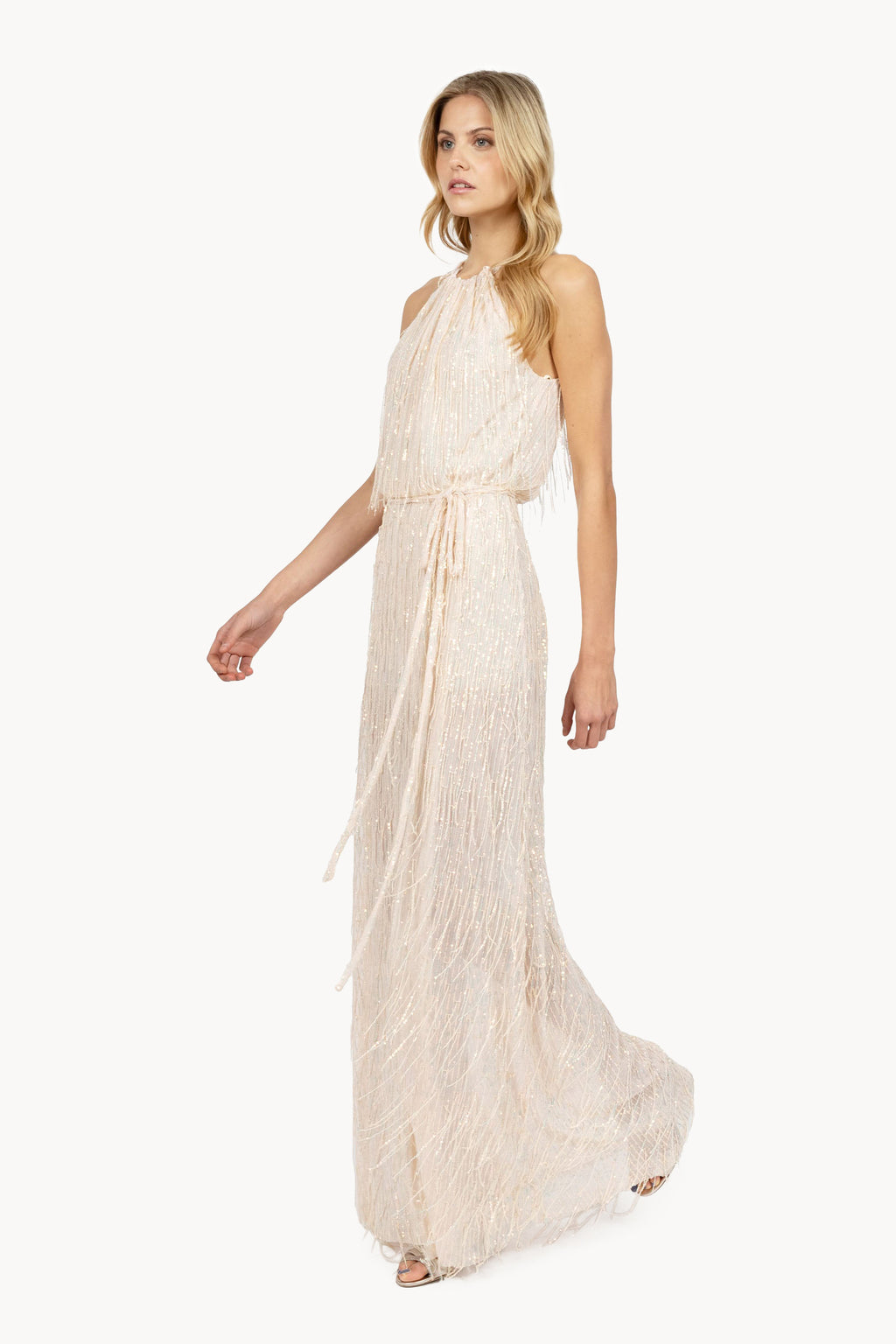 Dress with sequins fringes