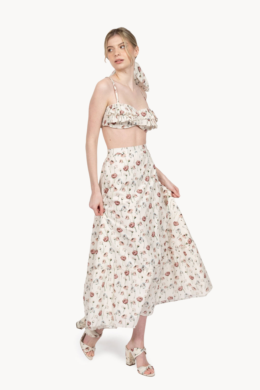 Cotton flower printed bra