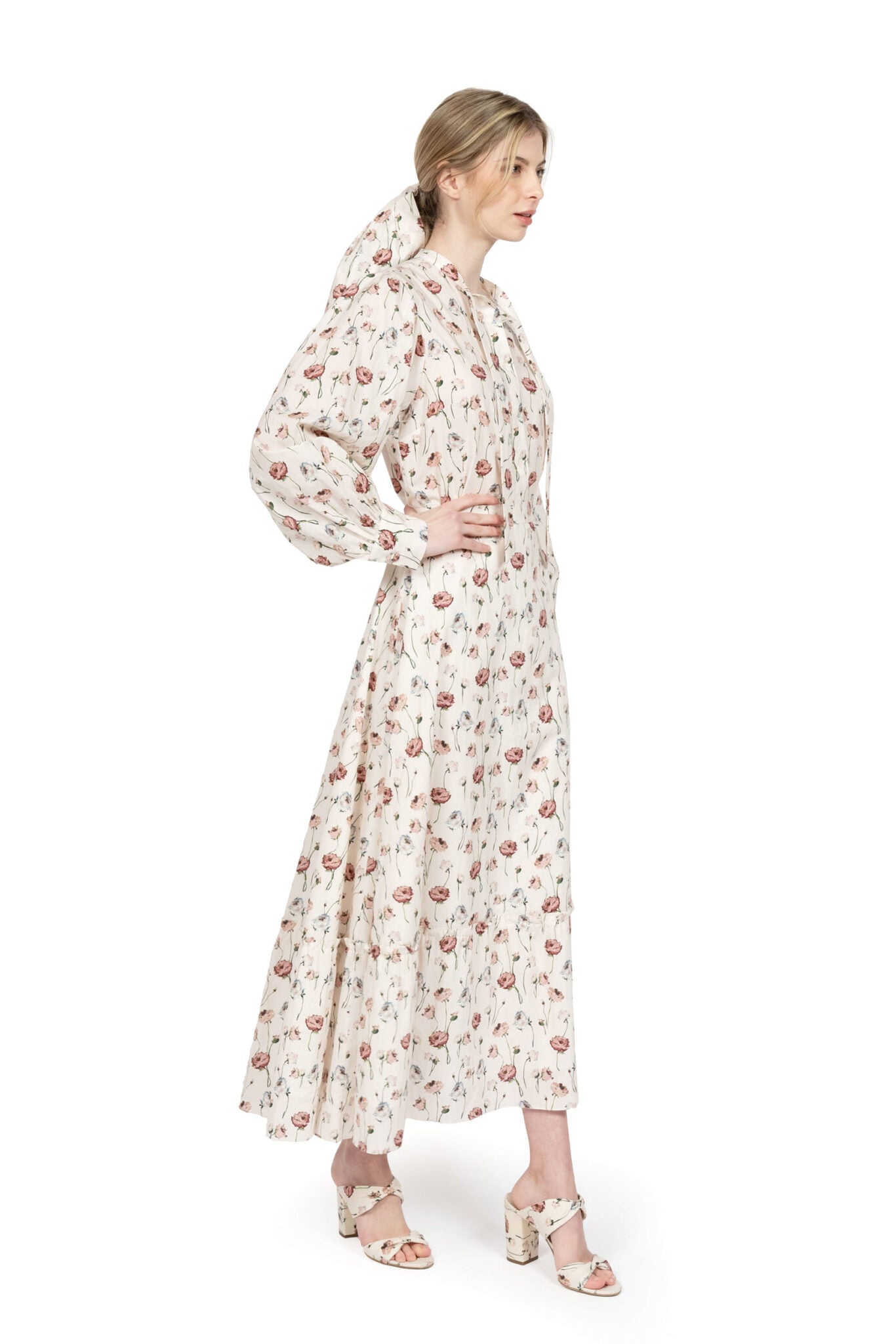 Cotton blouse with rose print