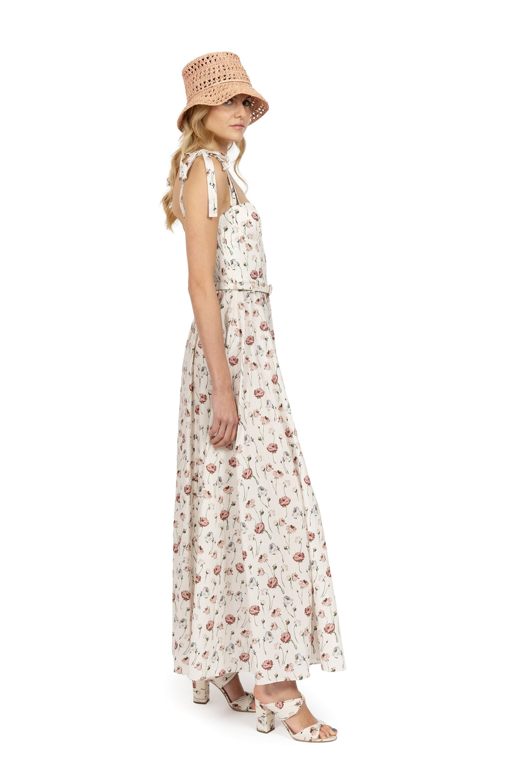 Cotton dress with rose print