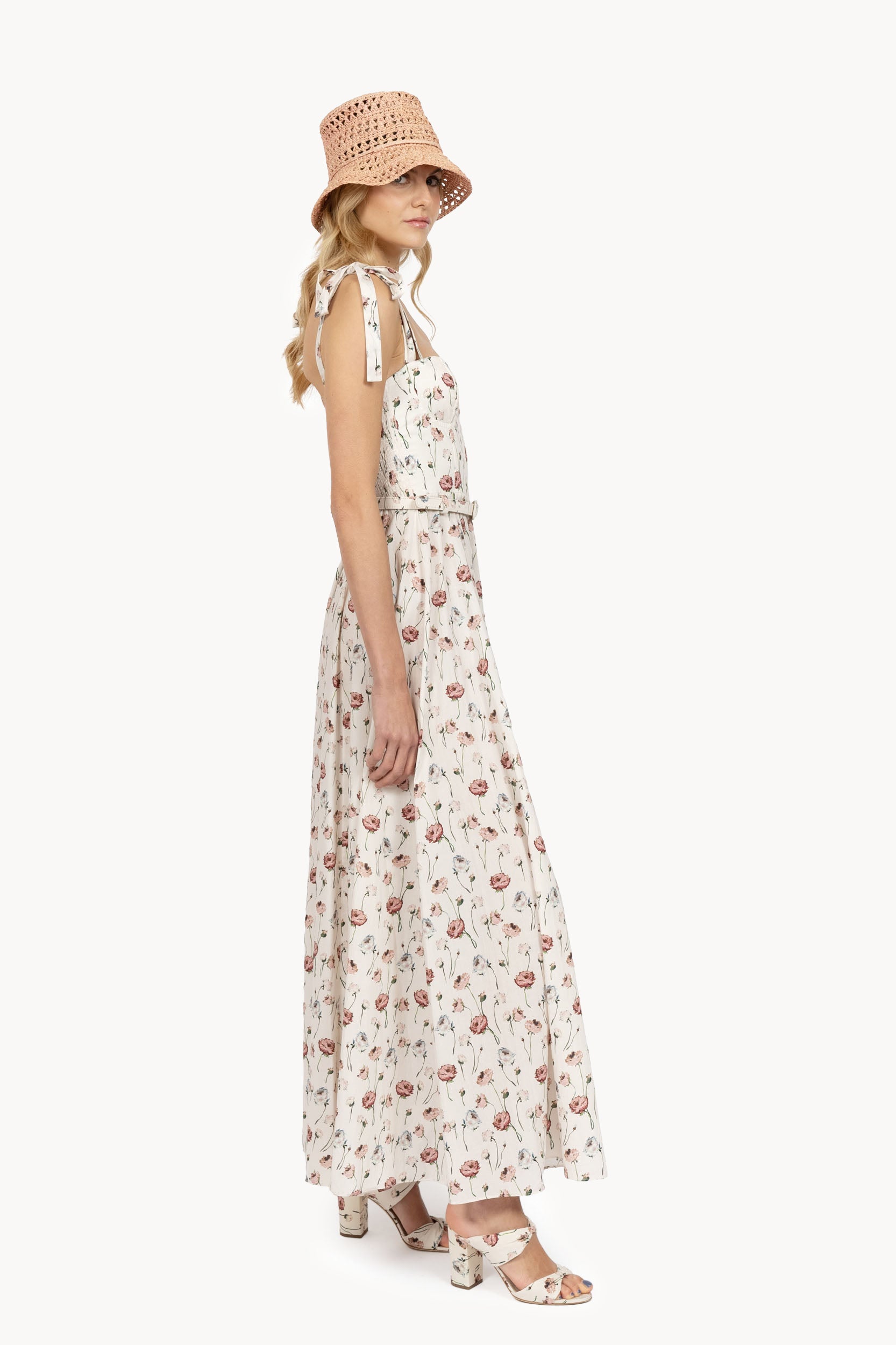 Cotton dress with rose print