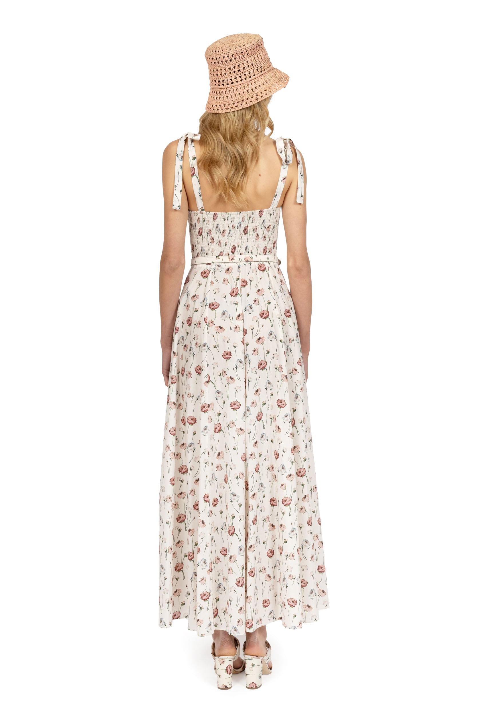 Cotton dress with rose print