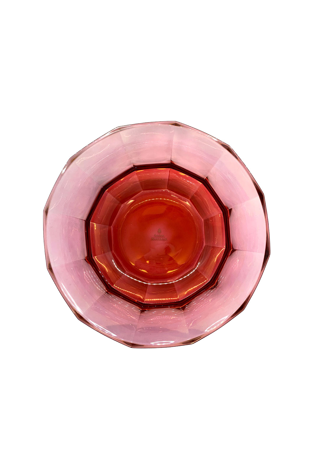 Insalatiera in cristallo sfaccettato sfumata da rosso a rosa