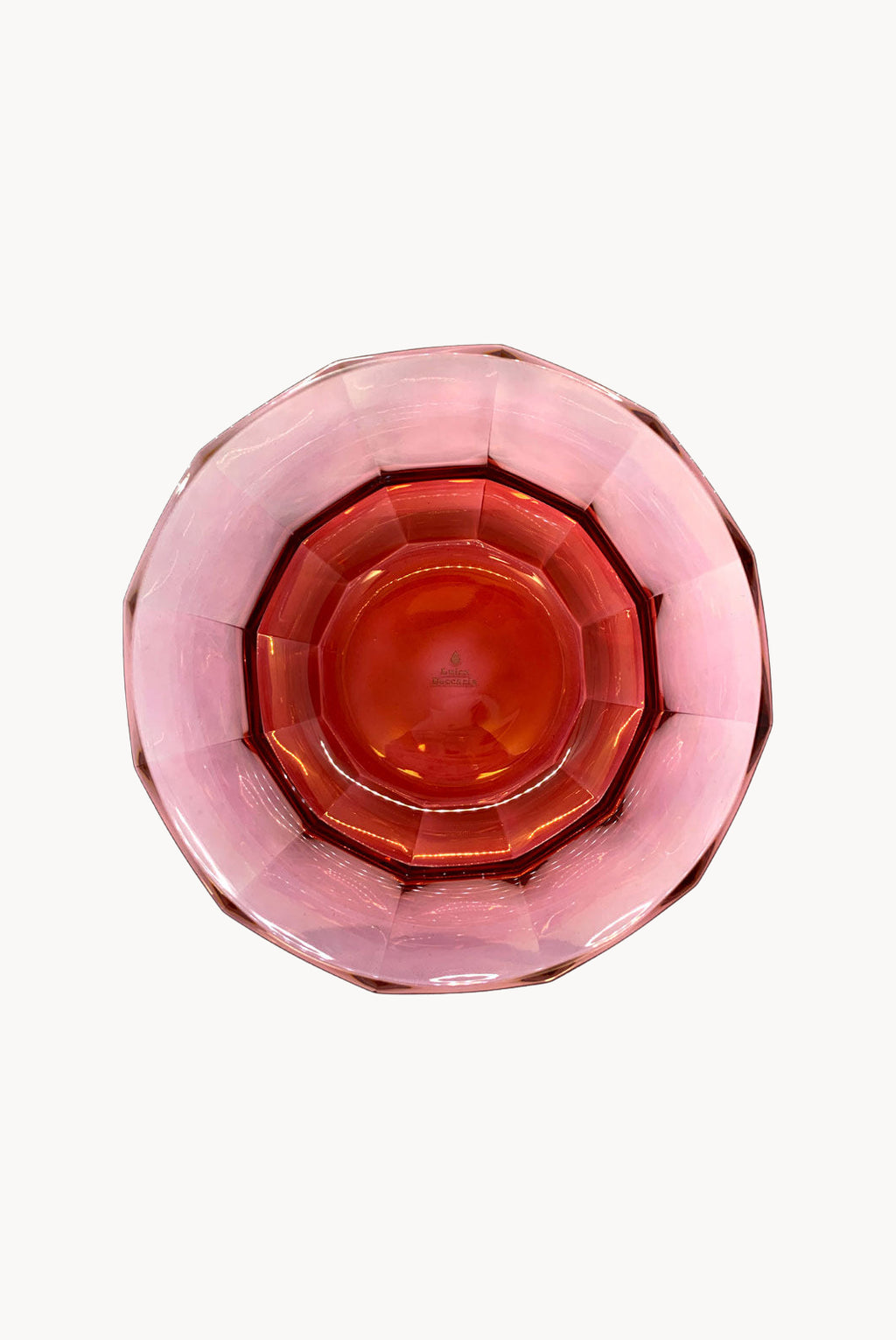 Ciotola per dessert in cristallo sfaccettato sfumata da rosso a rosa
