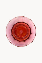 Ciotola per dessert in cristallo sfaccettato sfumata da rosso a rosa