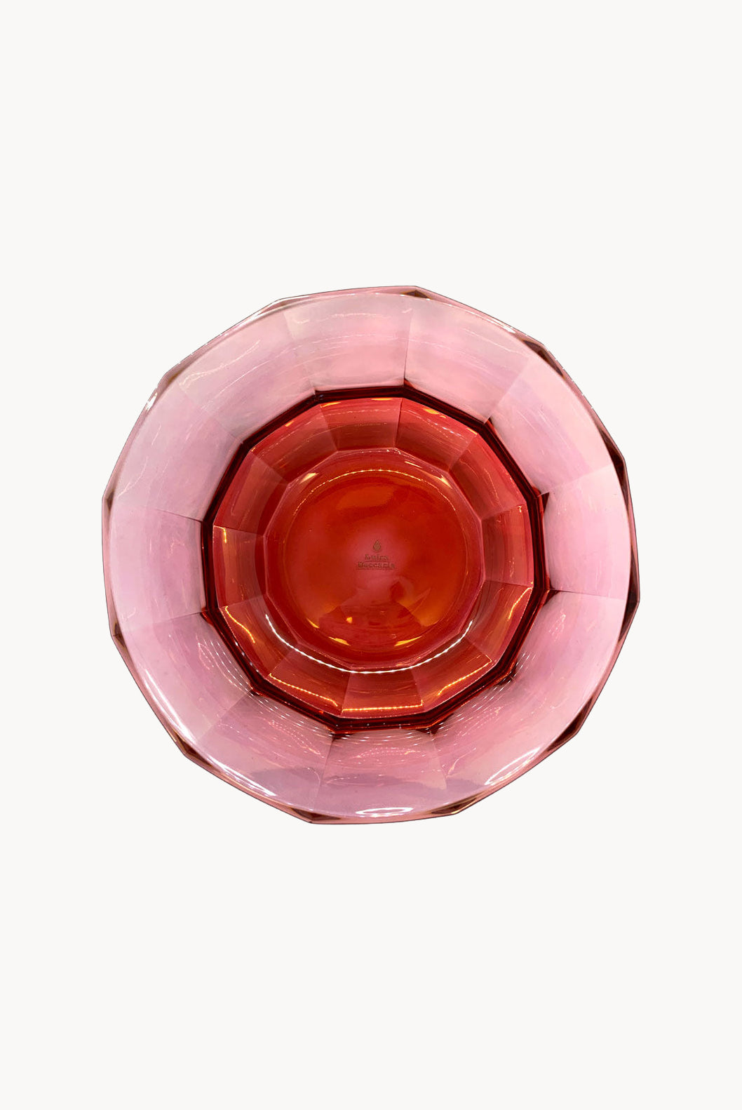 Insalatiera in cristallo sfaccettato sfumata da rosso a rosa