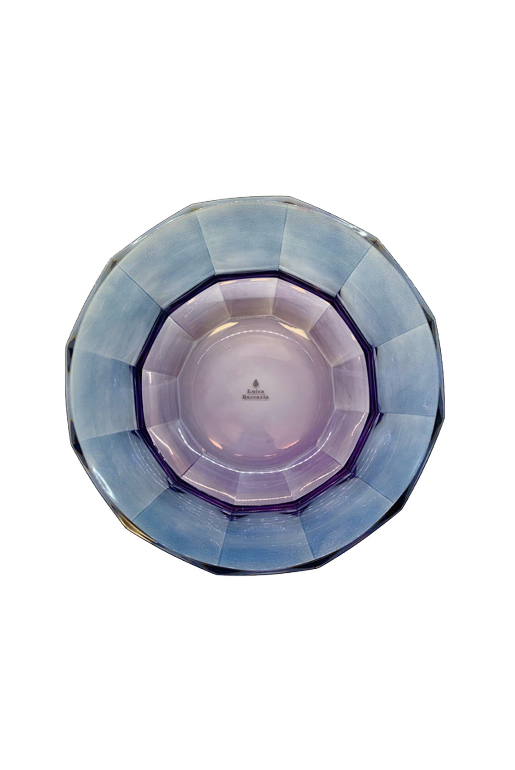 Insalatiera in cristallo sfaccettato sfumata da viola a blu