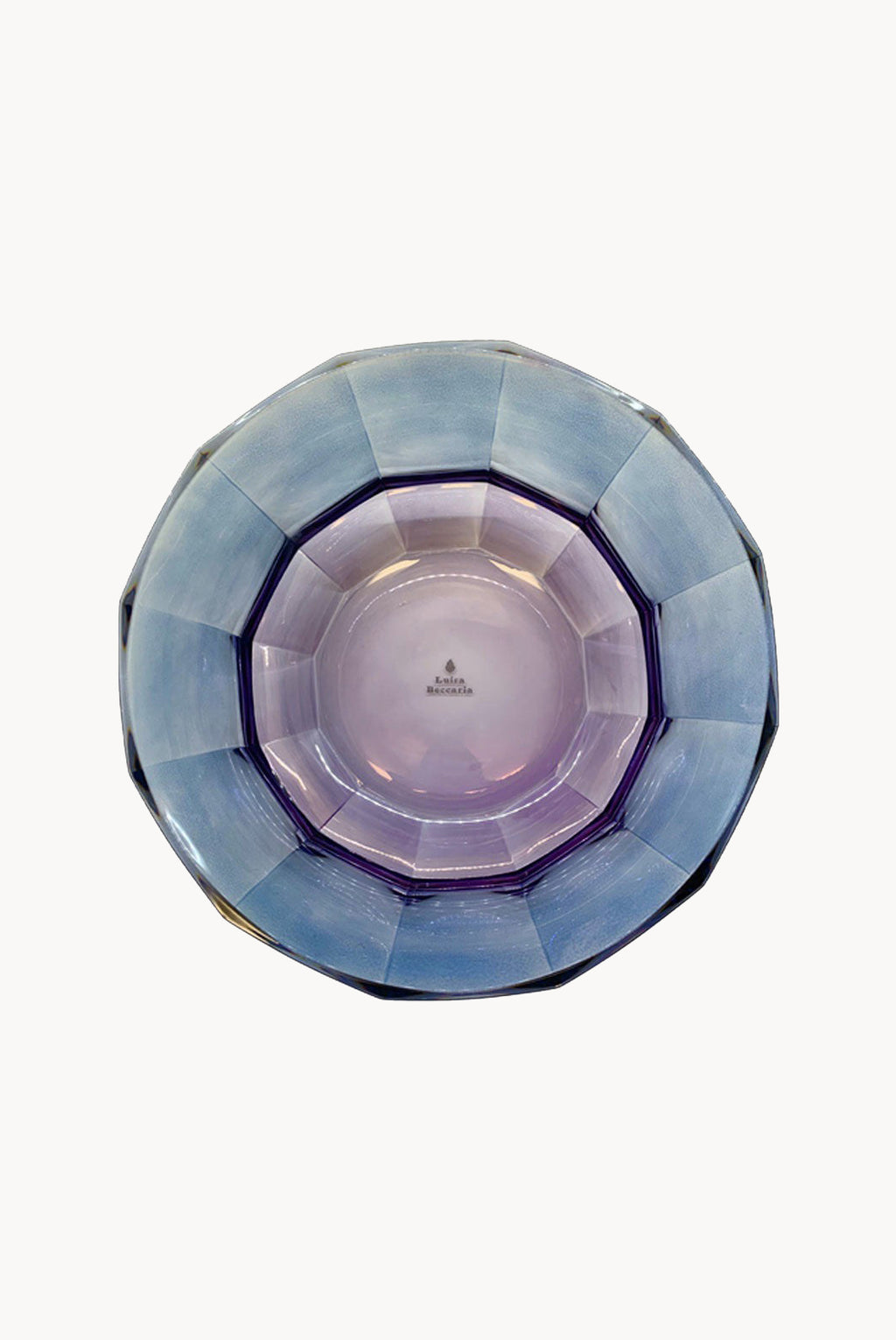 Insalatiera in cristallo sfaccettato sfumata da viola a blu