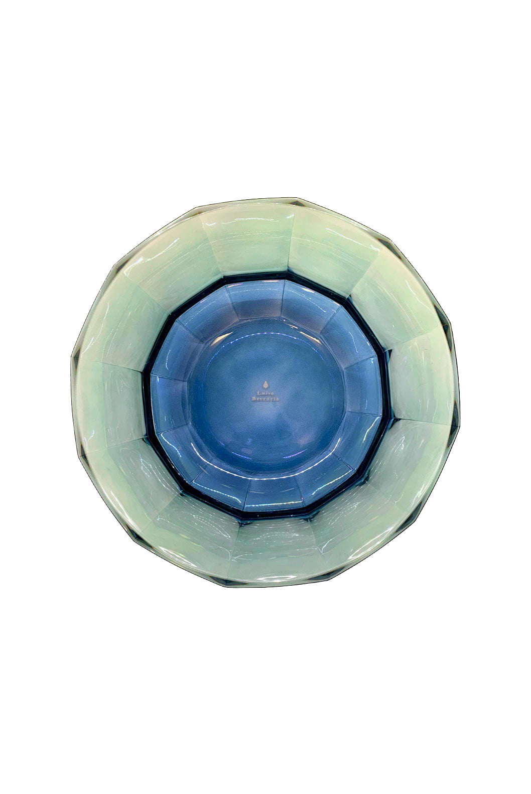 Ciotola da dessert sfaccettata in cristallo sfumata dal blu al verde