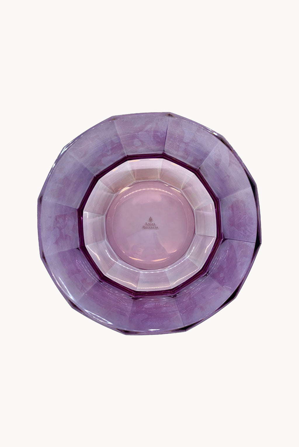 Ciotola da dessert sfaccettata in cristallo sfumata dal rosa al viola