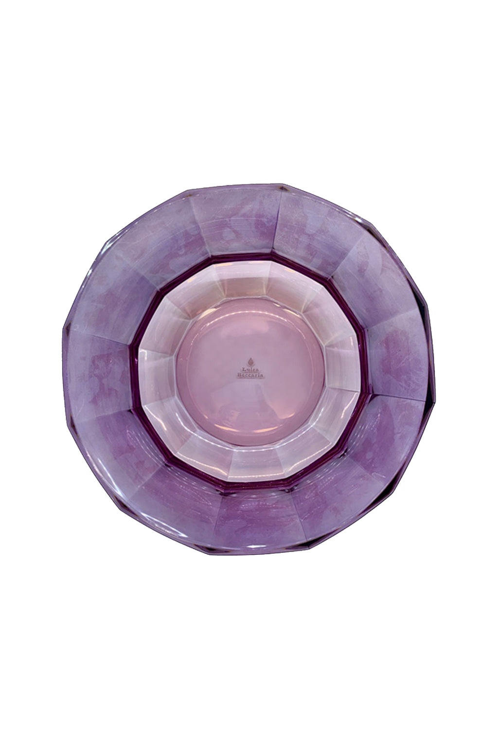 Ciotola da dessert sfaccettata in cristallo sfumata dal rosa al viola