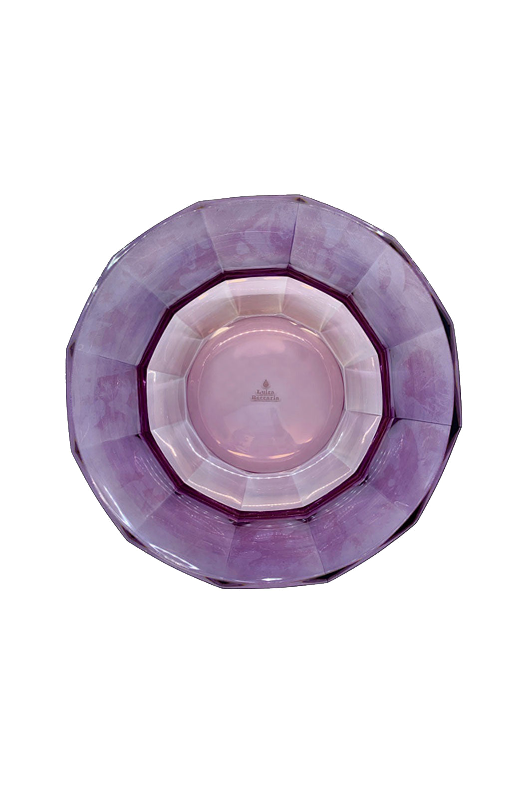 Ciotola da dessert sfaccettata in cristallo sfumata dal rosa al viola