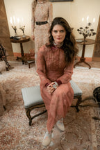 Chiffon Dress with Velvet Trimming