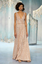 Vestito rosa con paillettes a portafoglio