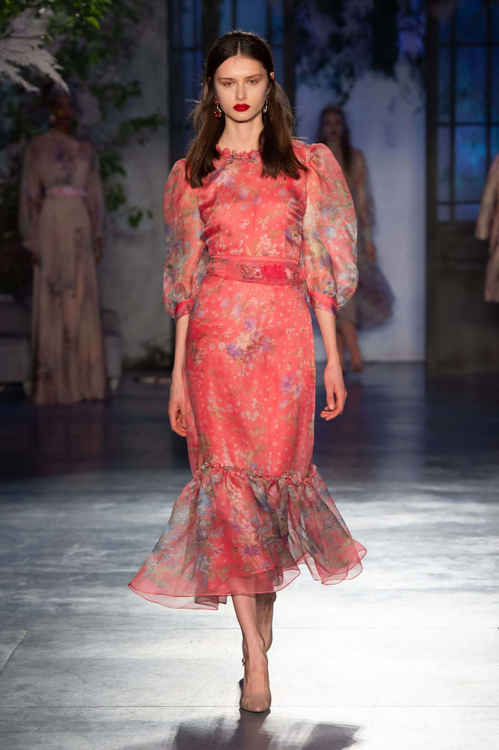 Floral Print Silk Organza Dress