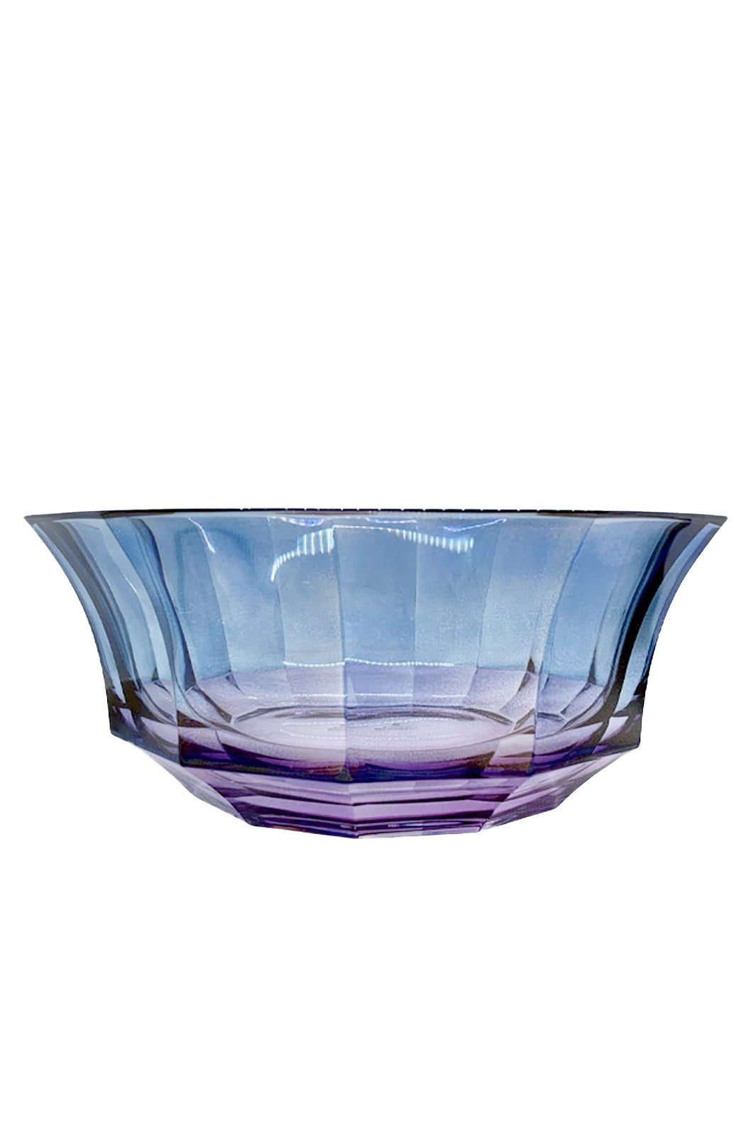 Insalatiera in cristallo sfaccettato sfumata da viola a blu