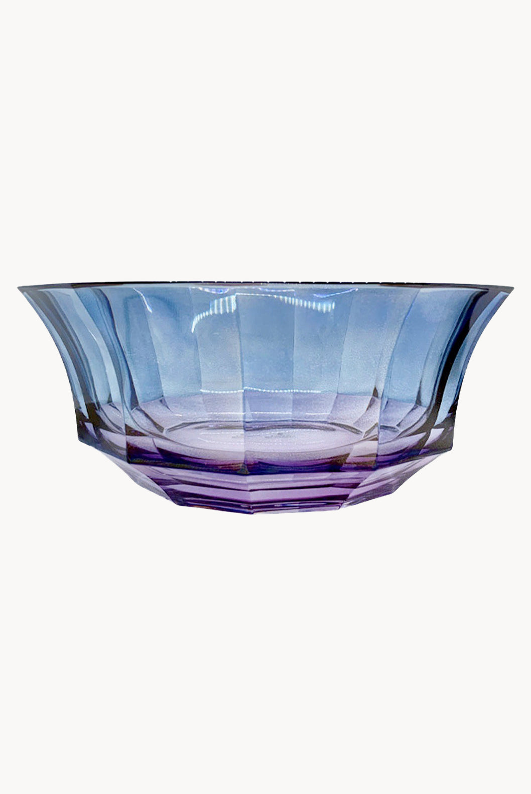 Insalatiera in cristallo sfaccettato sfumata da viola a blu