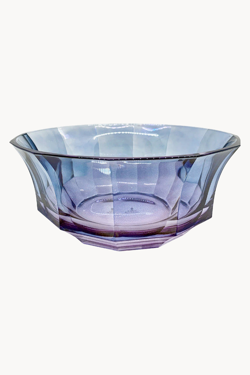 Insalatiera in cristallo sfaccettato sfumata da viola a blu