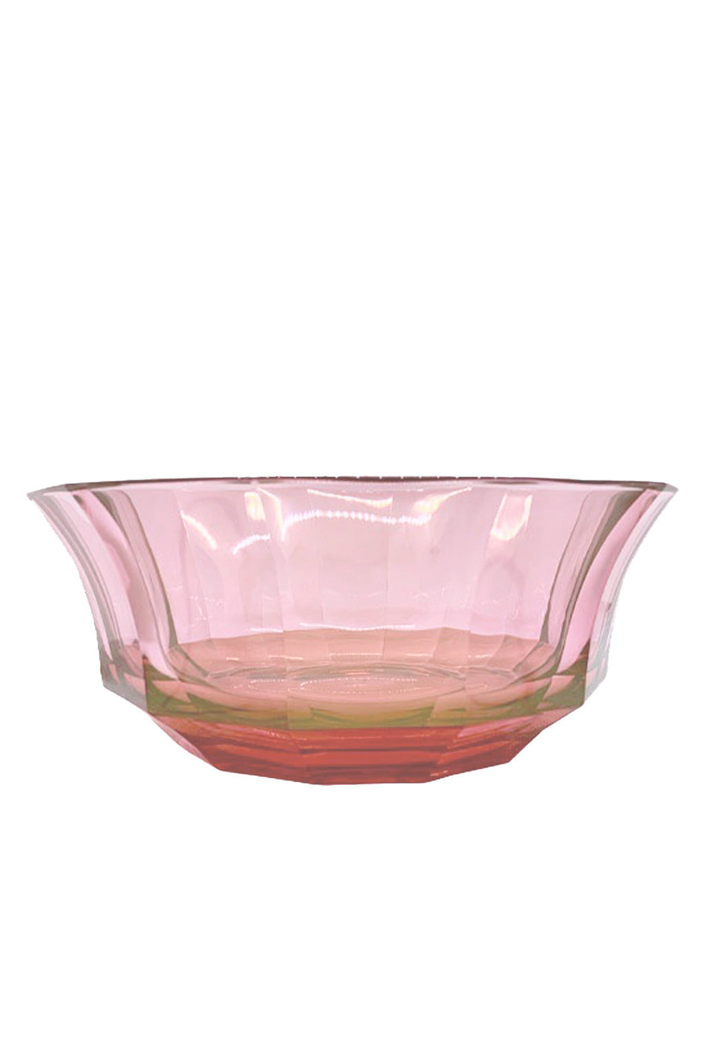 Insalatiera in cristallo sfaccettato sfumata da rosso a rosa