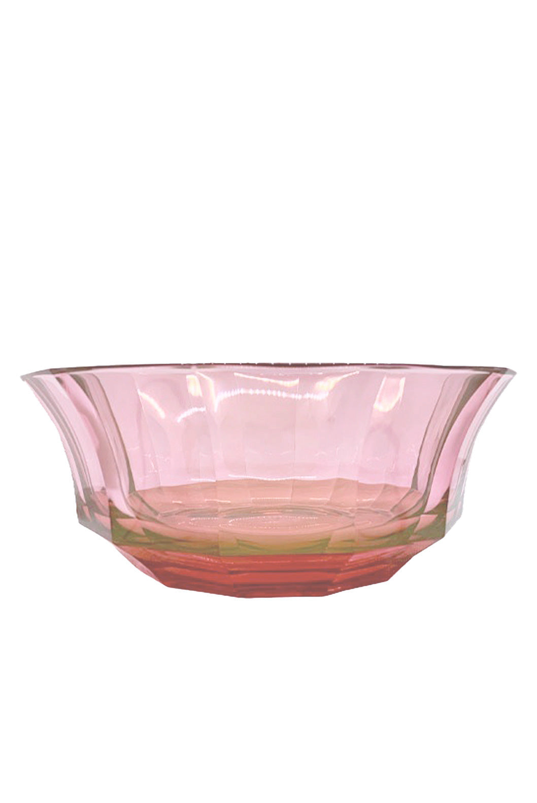 Insalatiera in cristallo sfaccettato sfumata da rosso a rosa
