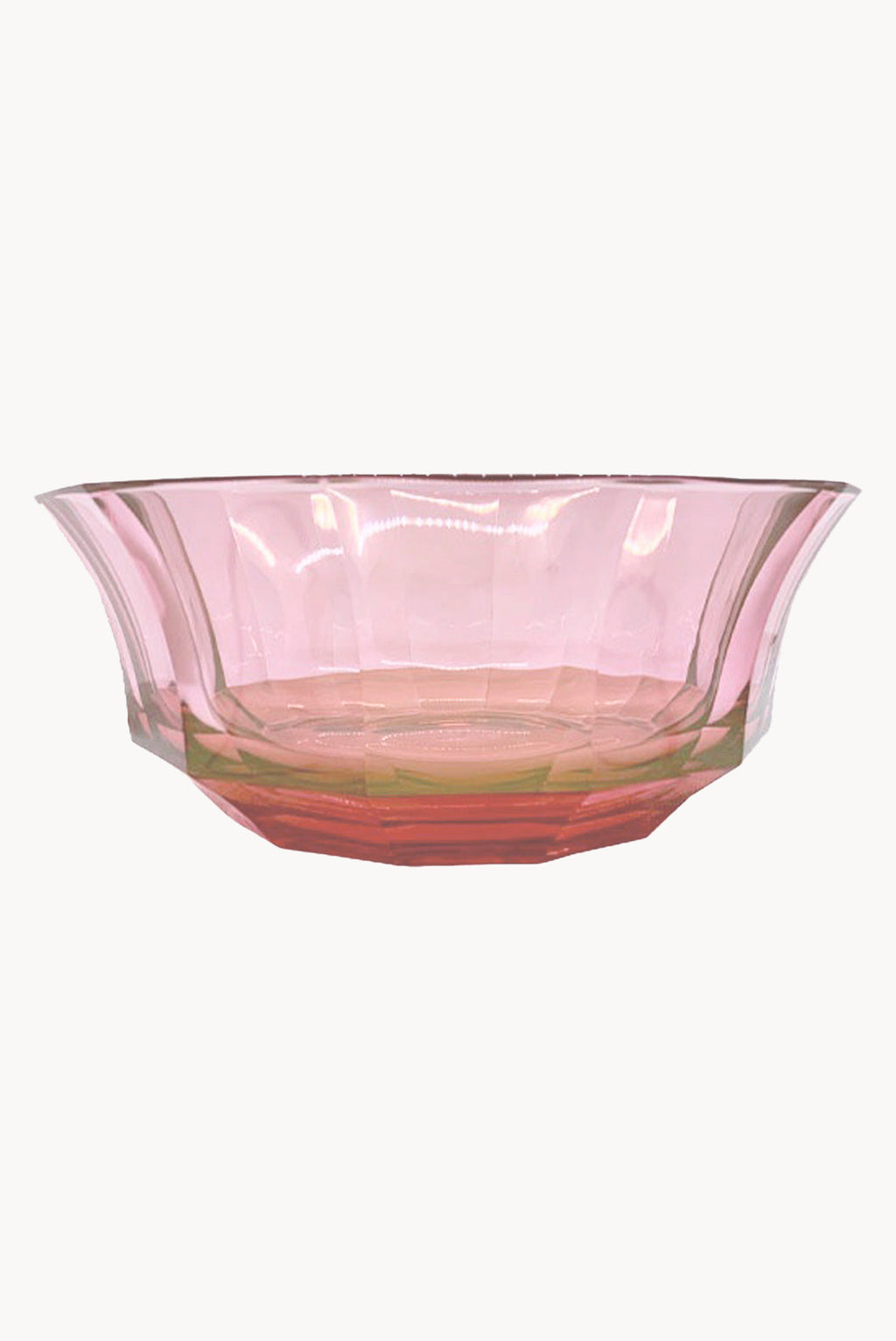 Insalatiera in cristallo sfaccettato sfumata da rosso a rosa