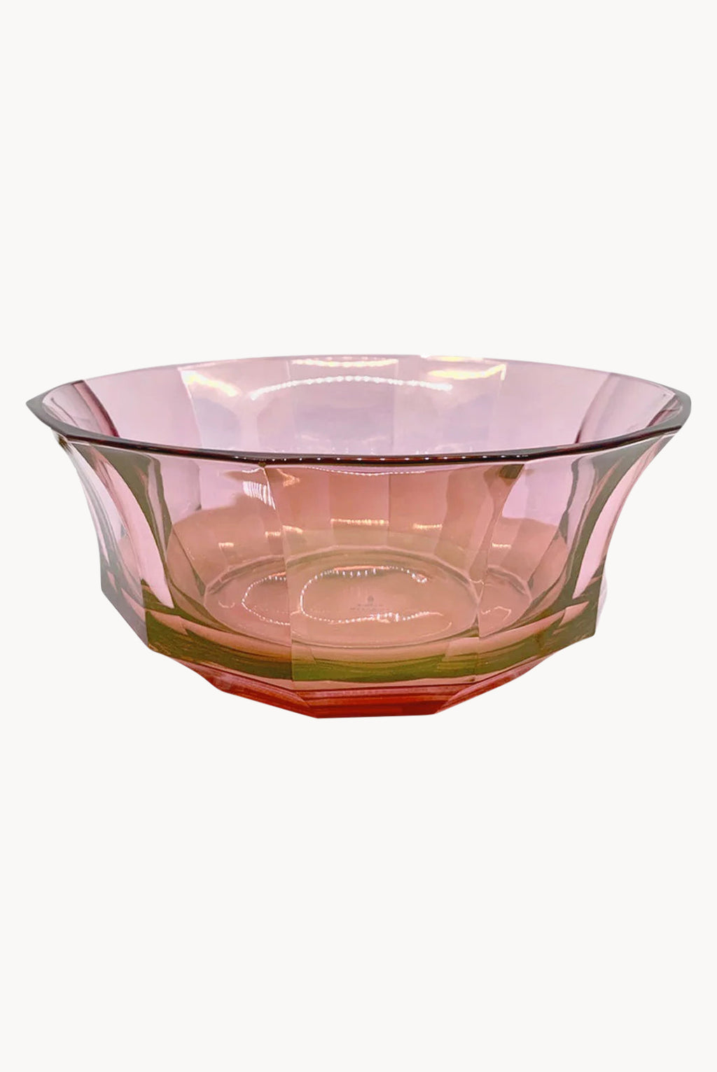 Insalatiera in cristallo sfaccettato sfumata da rosso a rosa