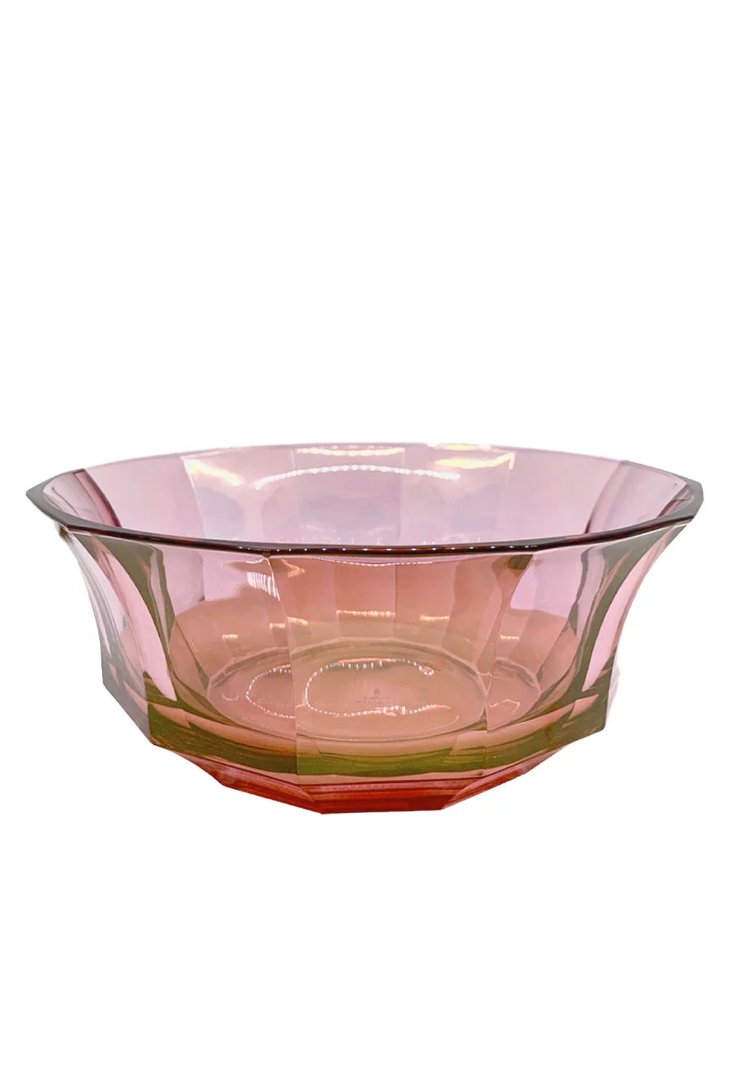 Insalatiera in cristallo sfaccettato sfumata da rosso a rosa