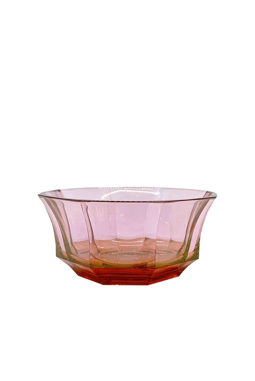 Ciotola per dessert in cristallo sfaccettato sfumata da rosso a rosa