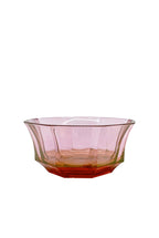 Ciotola per dessert in cristallo sfaccettato sfumata da rosso a rosa