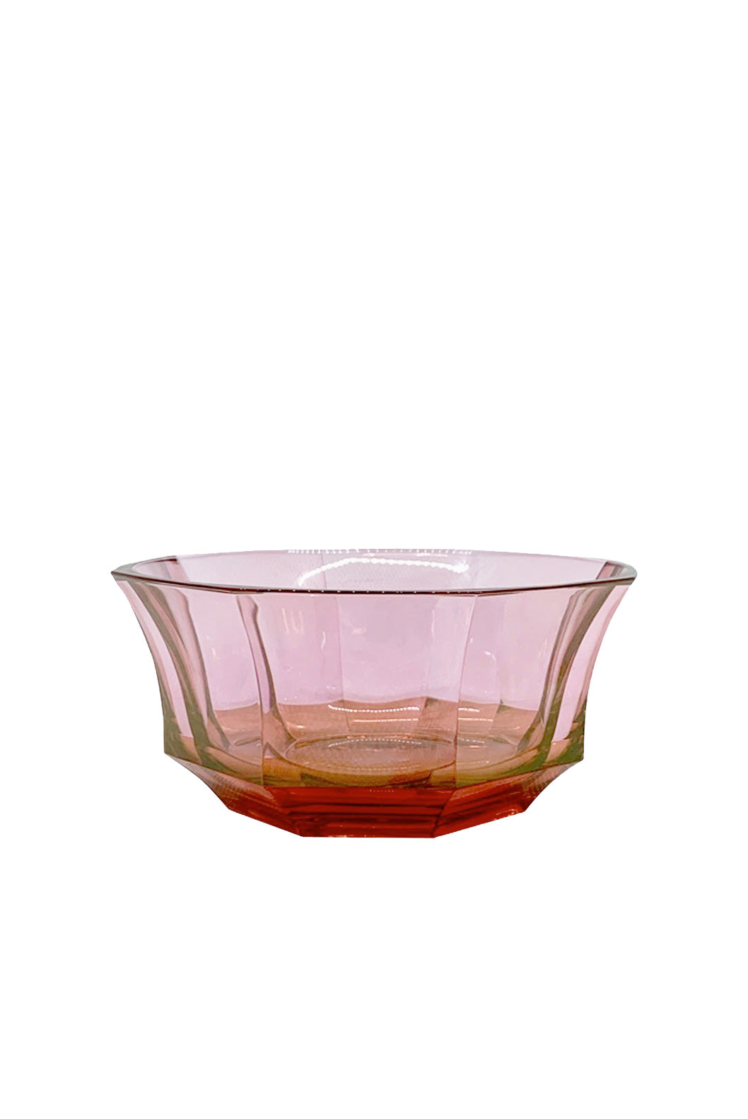 Ciotola per dessert in cristallo sfaccettato sfumata da rosso a rosa