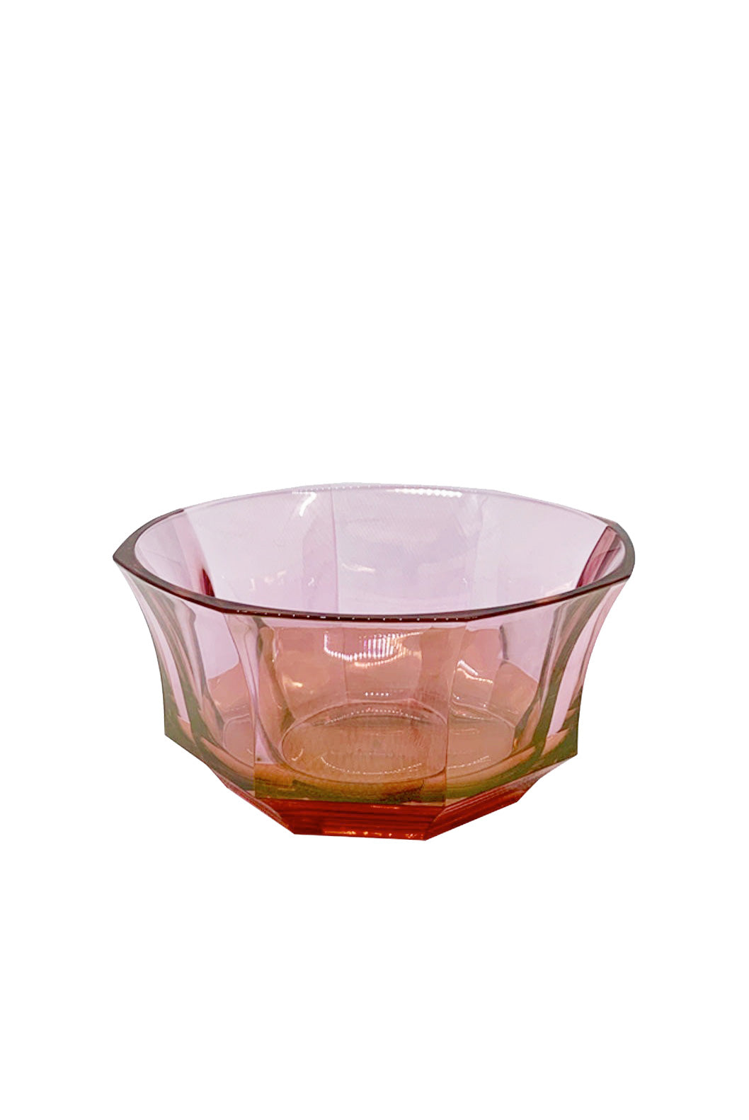 Ciotola per dessert in cristallo sfaccettato sfumata da rosso a rosa