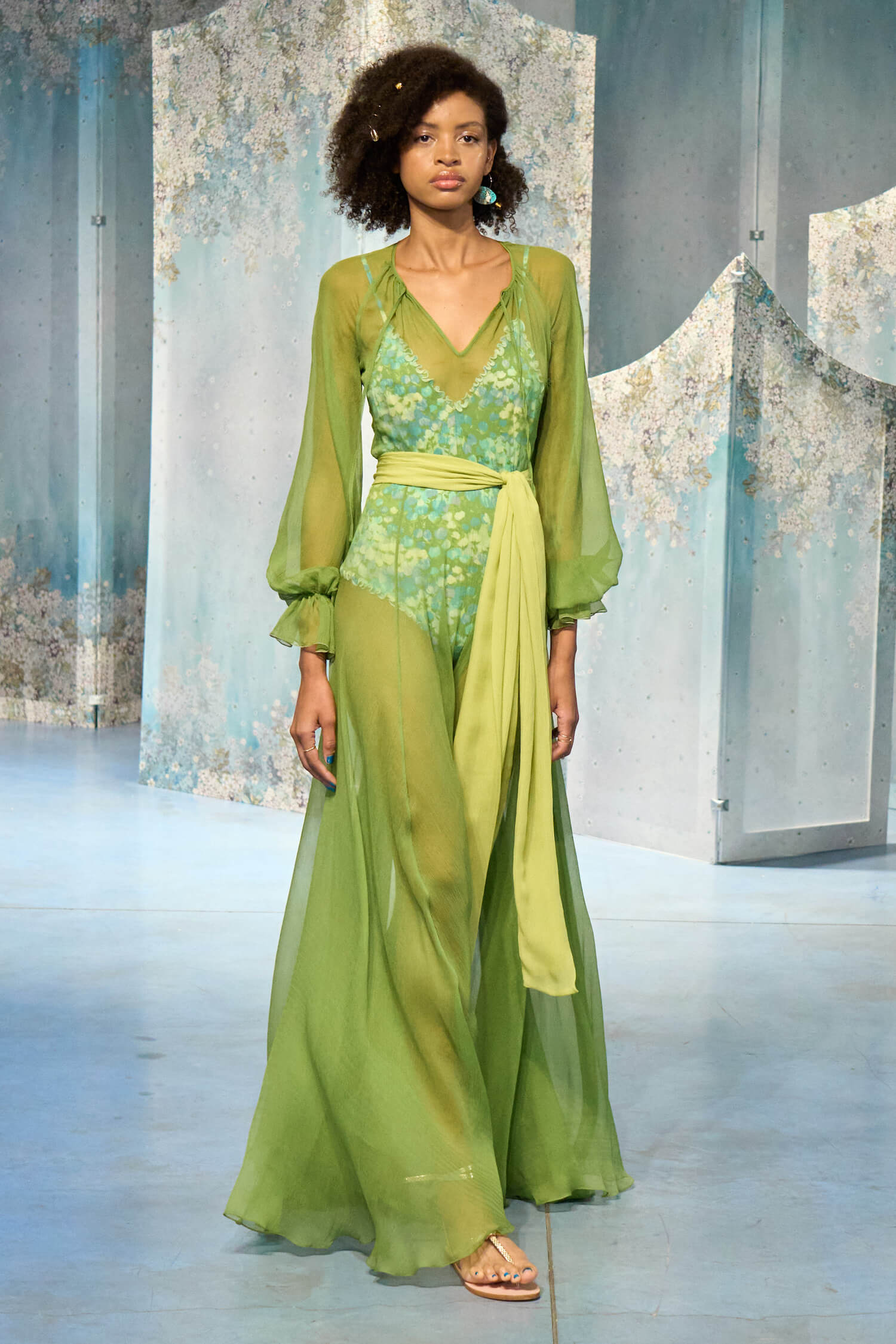 Lime Green Chiffon Maxi Dress Luisa Beccaria Lime Green Chiffon Maxi Dress Luisa Beccaria