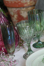 Set verde di due flute da vino Rosy