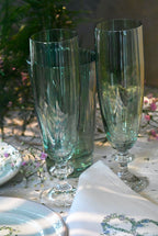 Set verde di due flute da vino Rosy
