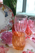 Set ambra di due bicchieri tumbler piccoli