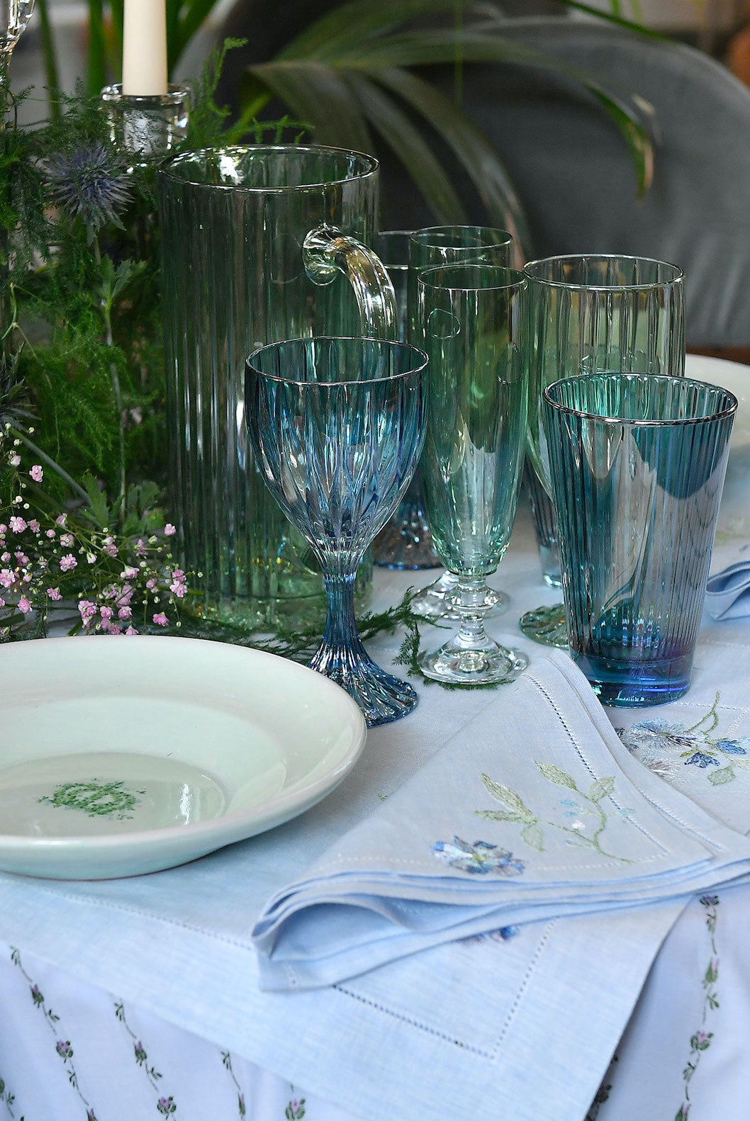 Set verde di due flute da vino Rosy