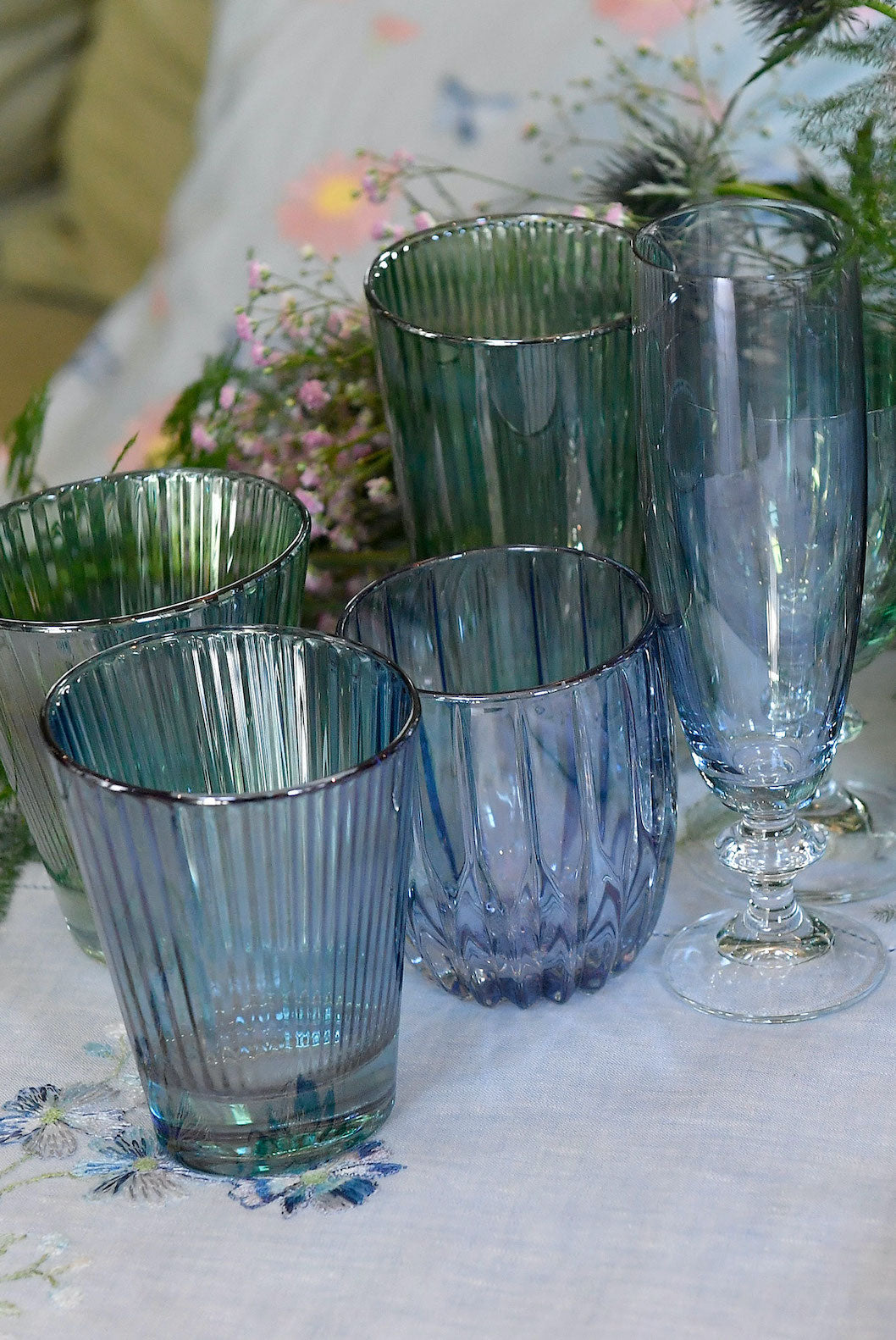 Set blu di due bicchieri tumbler piccoli