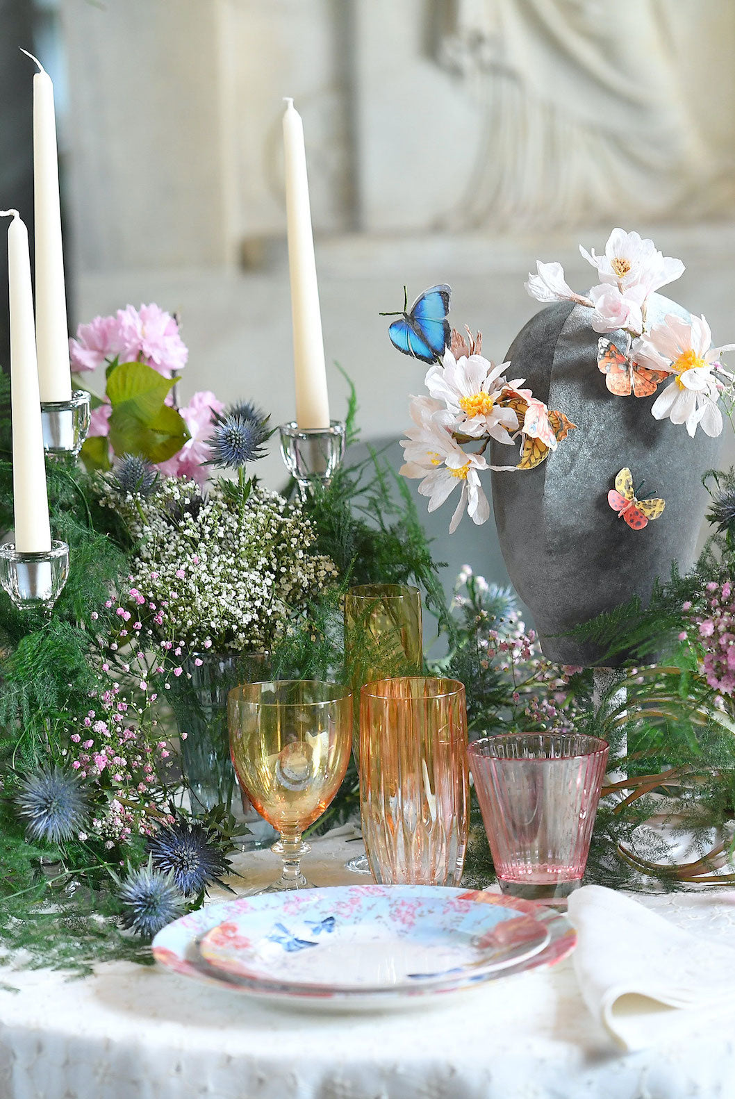 Set ambra di due bicchieri tumbler grandi