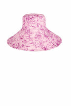 Cappello Capri in lino con stampa rose rosa