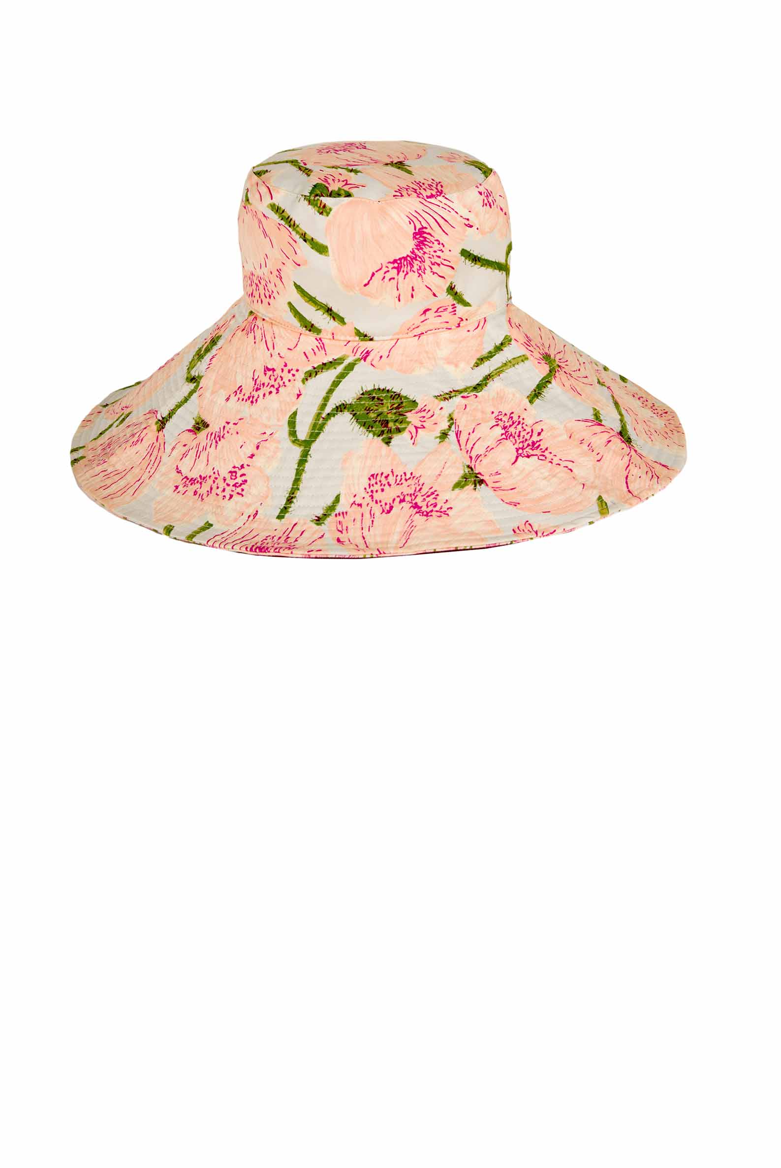 Cappello in cotone con stampa Macro Papaveri
