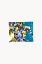 Porta carte in seta stampata con fiori petrolio