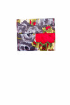 Porta carte in seta stampata con fiori rossi