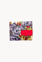 Porta carte in seta stampata con fiori rossi