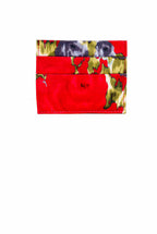 Porta carte in seta stampata con fiori rossi