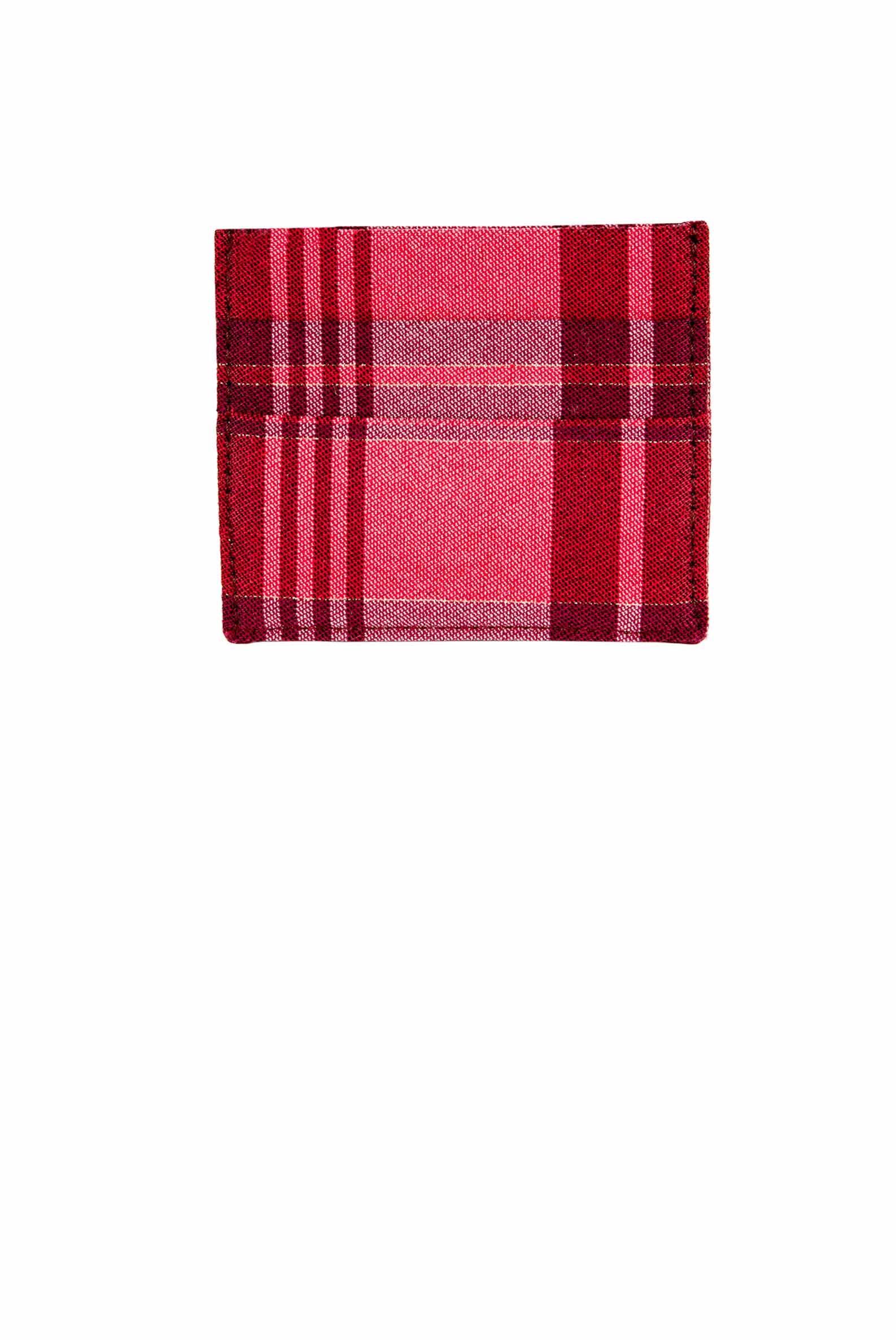 Porta carte in cotone a quadri rossi
