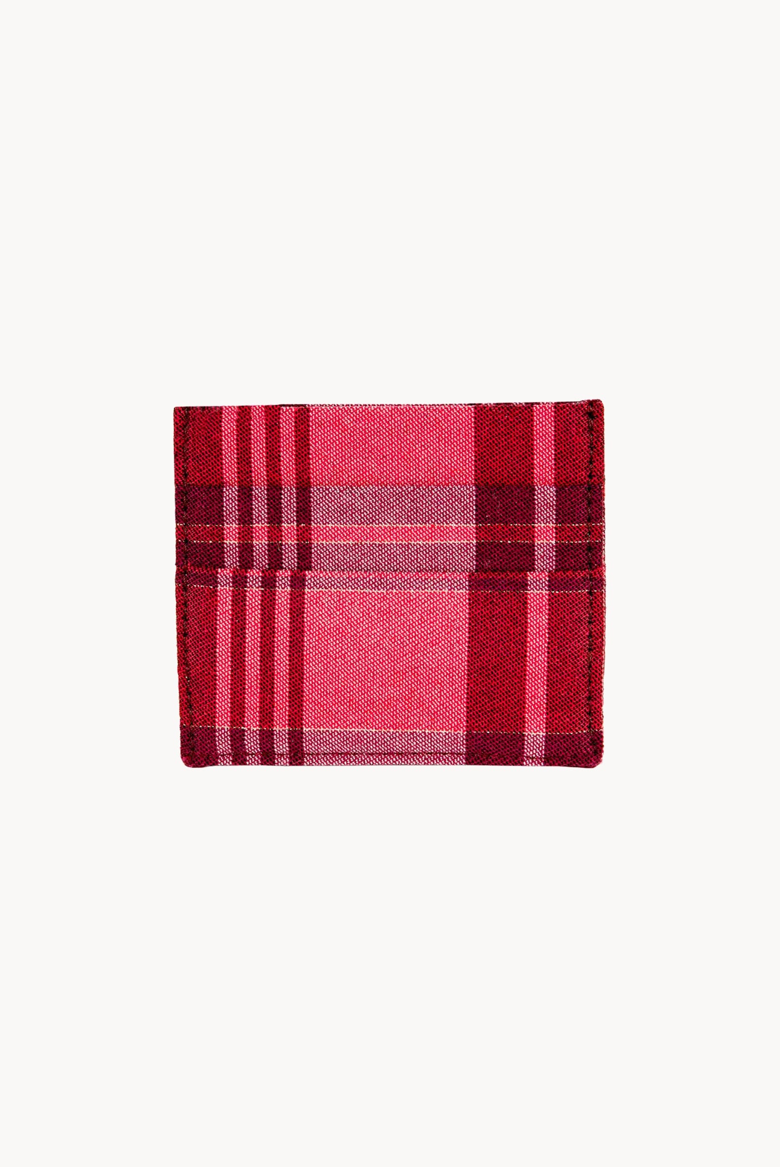 Porta carte in cotone a quadri rossi