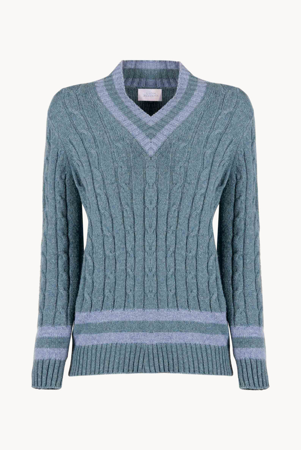 Petrol Cable Cashmere V-Neck Jumper