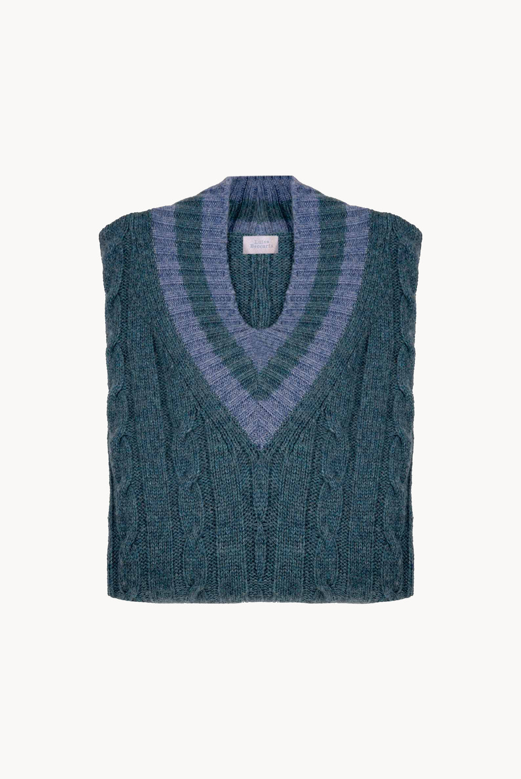 Petrol Cable Cashmere V-Neck Jumper